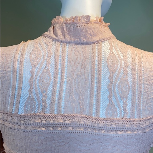 BeBe High Neck Keyhole Long Sleeve Lace Top - Picture 8 of 10